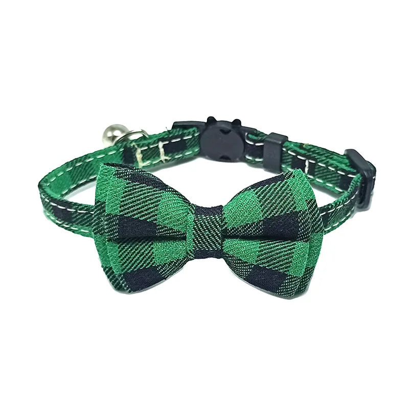 Pet Breakaway Cat Collar Bow Tie and Bell Cute Plaid