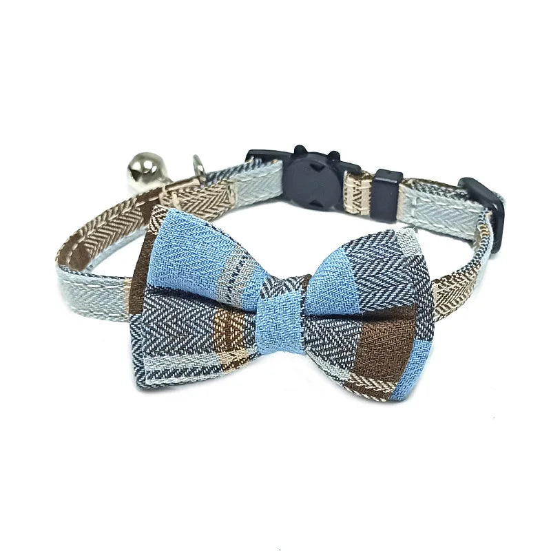 Pet Breakaway Cat Collar Bow Tie and Bell Cute Plaid