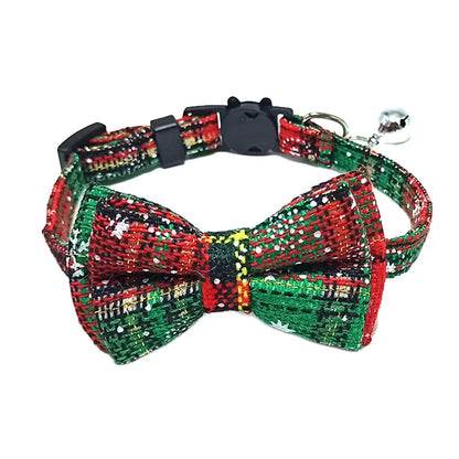 Pet Breakaway Cat Collar Bow Tie and Bell Cute Plaid