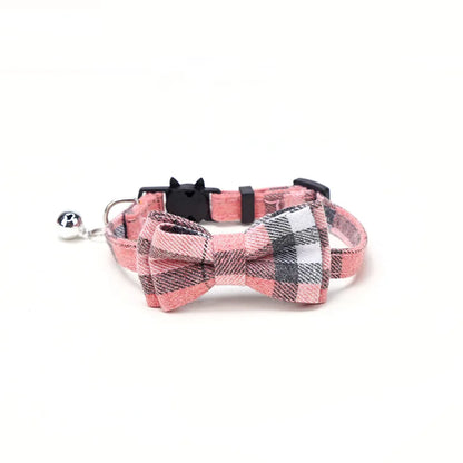 Pet Breakaway Cat Collar Bow Tie and Bell Cute Plaid