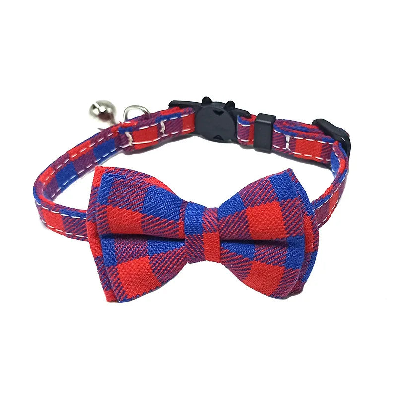 Pet Breakaway Cat Collar Bow Tie and Bell Cute Plaid