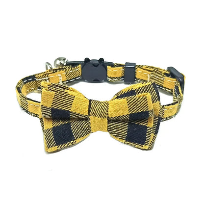 Pet Breakaway Cat Collar Bow Tie and Bell Cute Plaid