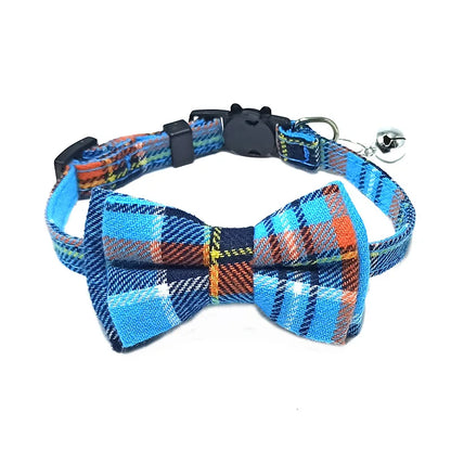 Pet Breakaway Cat Collar Bow Tie and Bell Cute Plaid