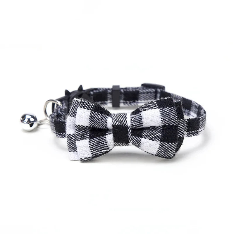 Pet Breakaway Cat Collar Bow Tie and Bell Cute Plaid